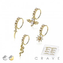 8PCS OF ASSORTED CZ DANGLE 316L SURGICAL STEEL O-RING NOSE HOOP BOX